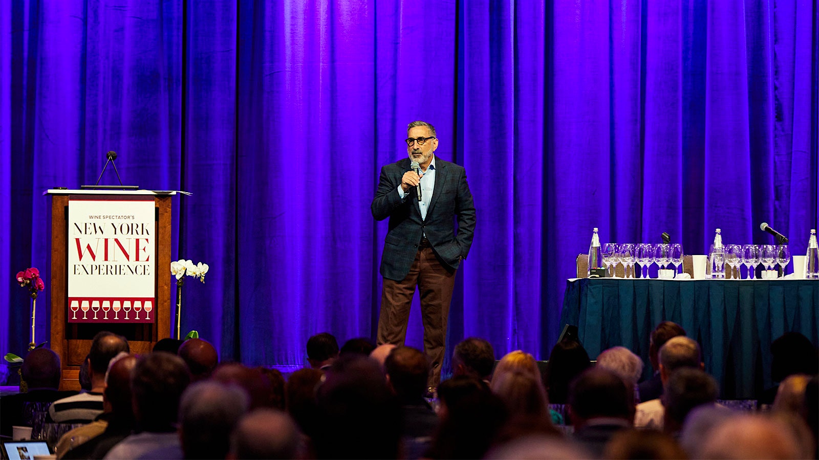 Roger Nabedian speaking on the Wine Experience stage